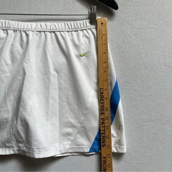 NIKE Y2K White Blue Mini Swoosh Logo Womens Athletic Tennis Skirt Skort M 8/10 - Picture 7 of 8